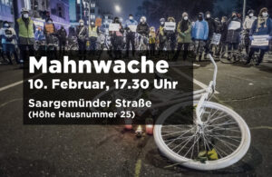 Mahnwache für eine getötete Radfahrerin in Berlin-Dahlem am 10. Februar 2022