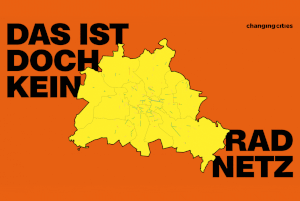 Das ist doch kein Radnetz! Karte Berlins mit den 4,2% des Radnetzes, die bisher fertiggestellt wurden versus das vollständige Radnetz, das bis 2030 entstehen soll