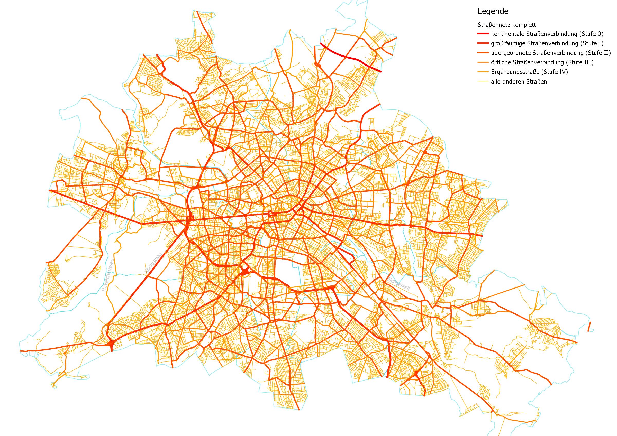 Karte von Berlins Straßennetz