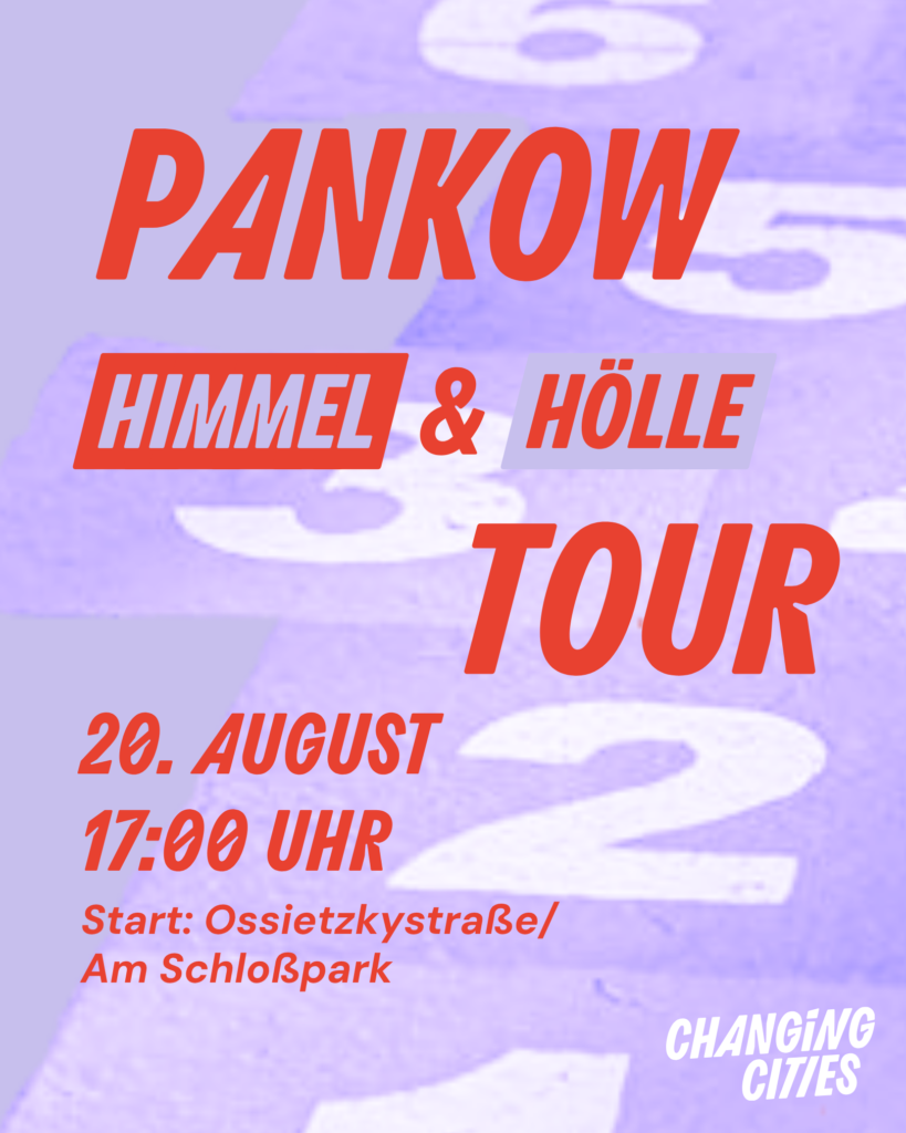 Pankow-Tour-Plakat mit Datum, Uhrzeit und Startort auf violettem Hintergrund